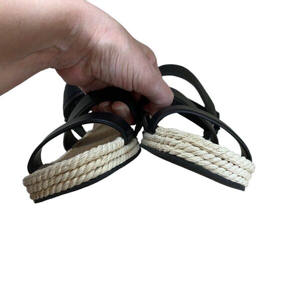 Vince Elian Black Leather Strappy Espadrilles Sandals 10 Sport Platforms - Picture 6 of 9